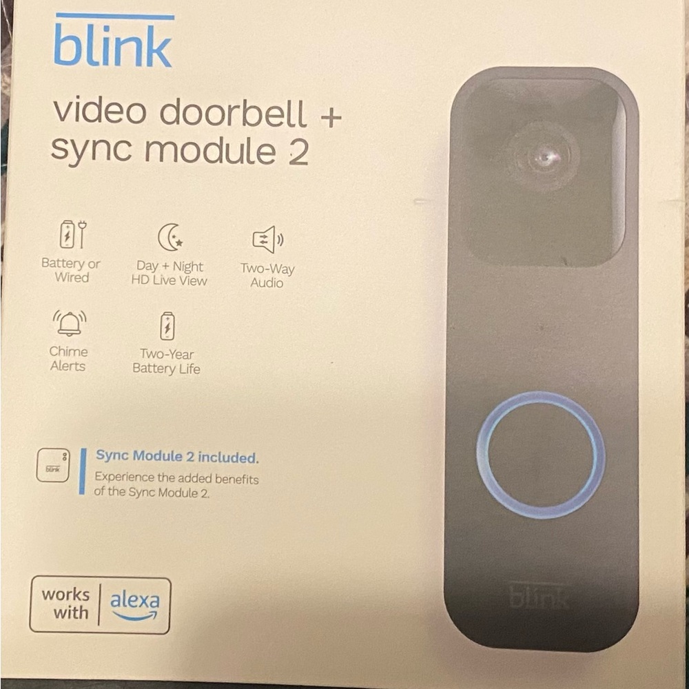 Blink Video Doorbell + Sync Module 2 - Black